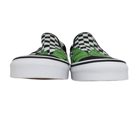 Vans Shoes Mens 12 Hulk Marvel Slip Ons Low Tops Green Black White Checkered - Picture 6 of 13
